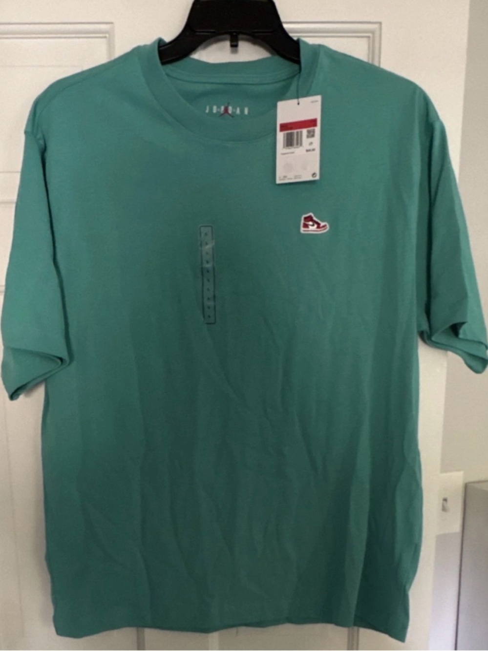 Jordan Jumpman Air Jordan 1 Teal Men's T-Shirt L Embroidered Logo Crew Neck